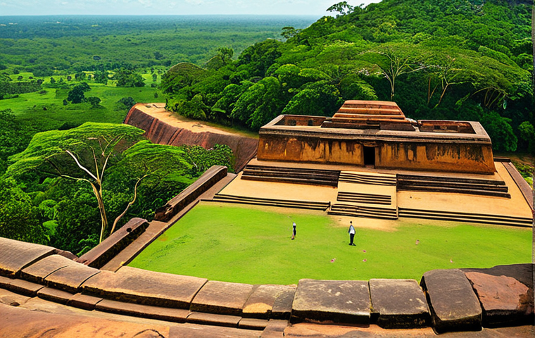 Sigiriya Frescoes**

"A panoramic view of Sigiriya rock fortress in Sri Lanka, showcasing the ancient frescoes of the 'Maidens' on the rock face. Focus on the vibrant colors and intricate details of the paintings, highlighting the artistic skill. Lush green landscape at the base of the rock. Safe for work, appropriate content, fully clothed figures depicted in the frescoes, historical site, professional photography, perfect anatomy (in the frescoes), natural proportions, high quality, family-friendly."

**